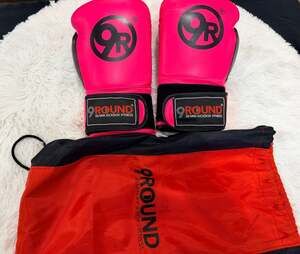 9Round 30 Min Kickbox Fitness Pink and Black Boxing Gloves with Bag